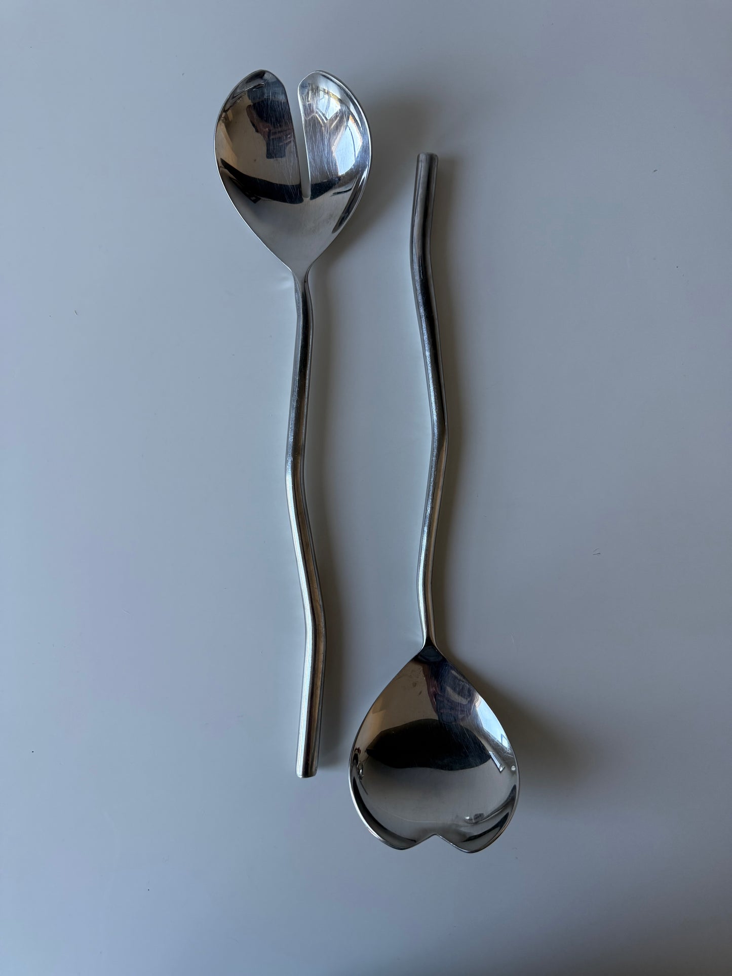 Vintage Modernist Stainless Steel Salad Servers