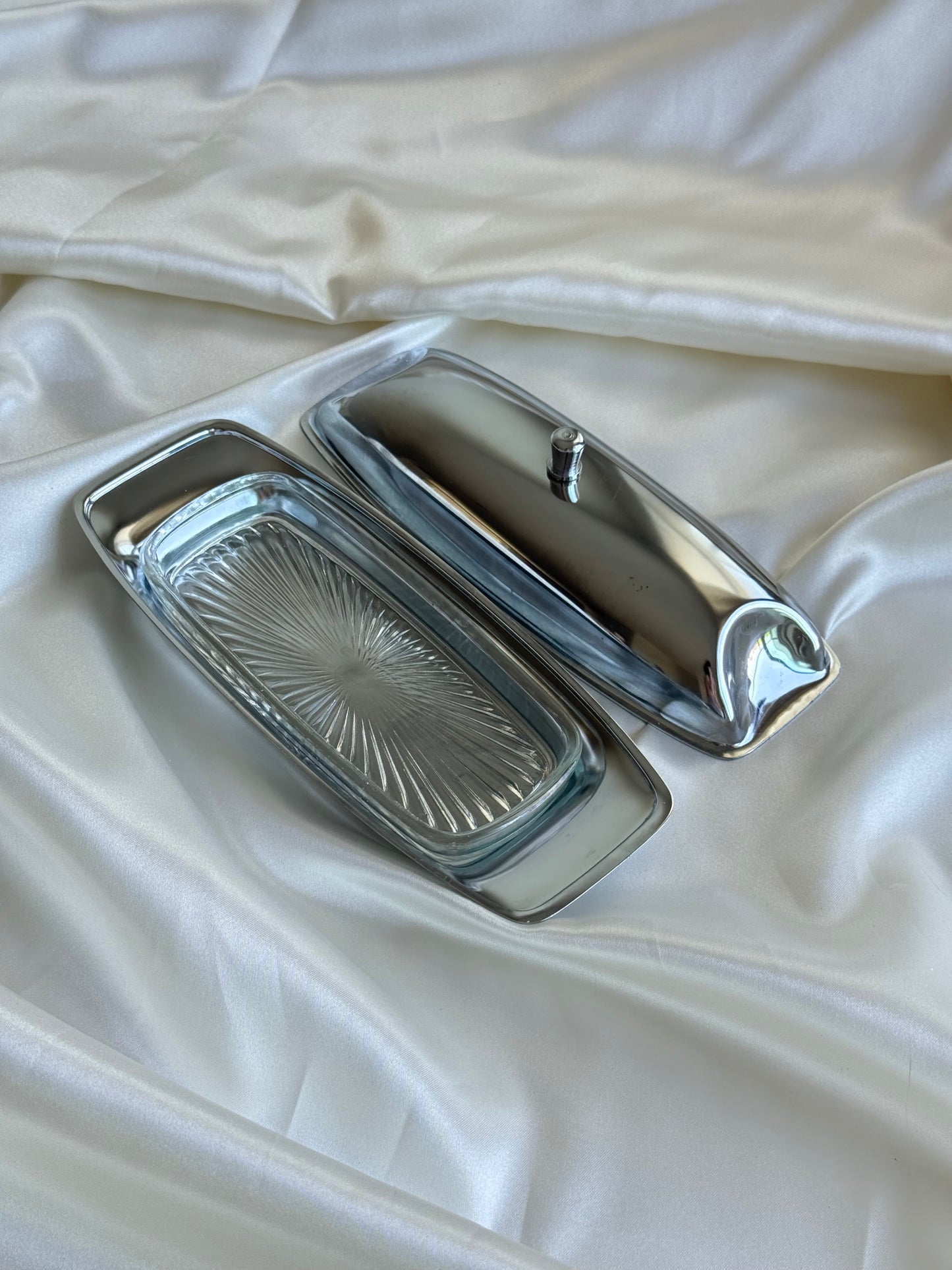 Vintage Butter Dish with Glass Insert
