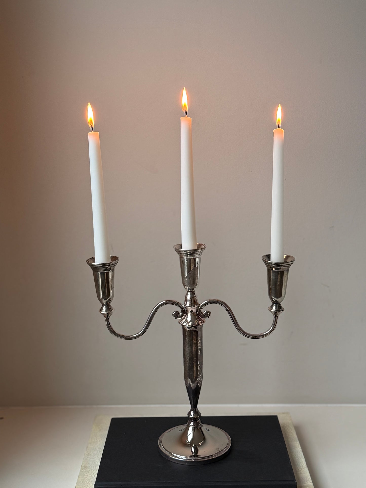 Vintage Silver-Plated Three-Arm Candelabra