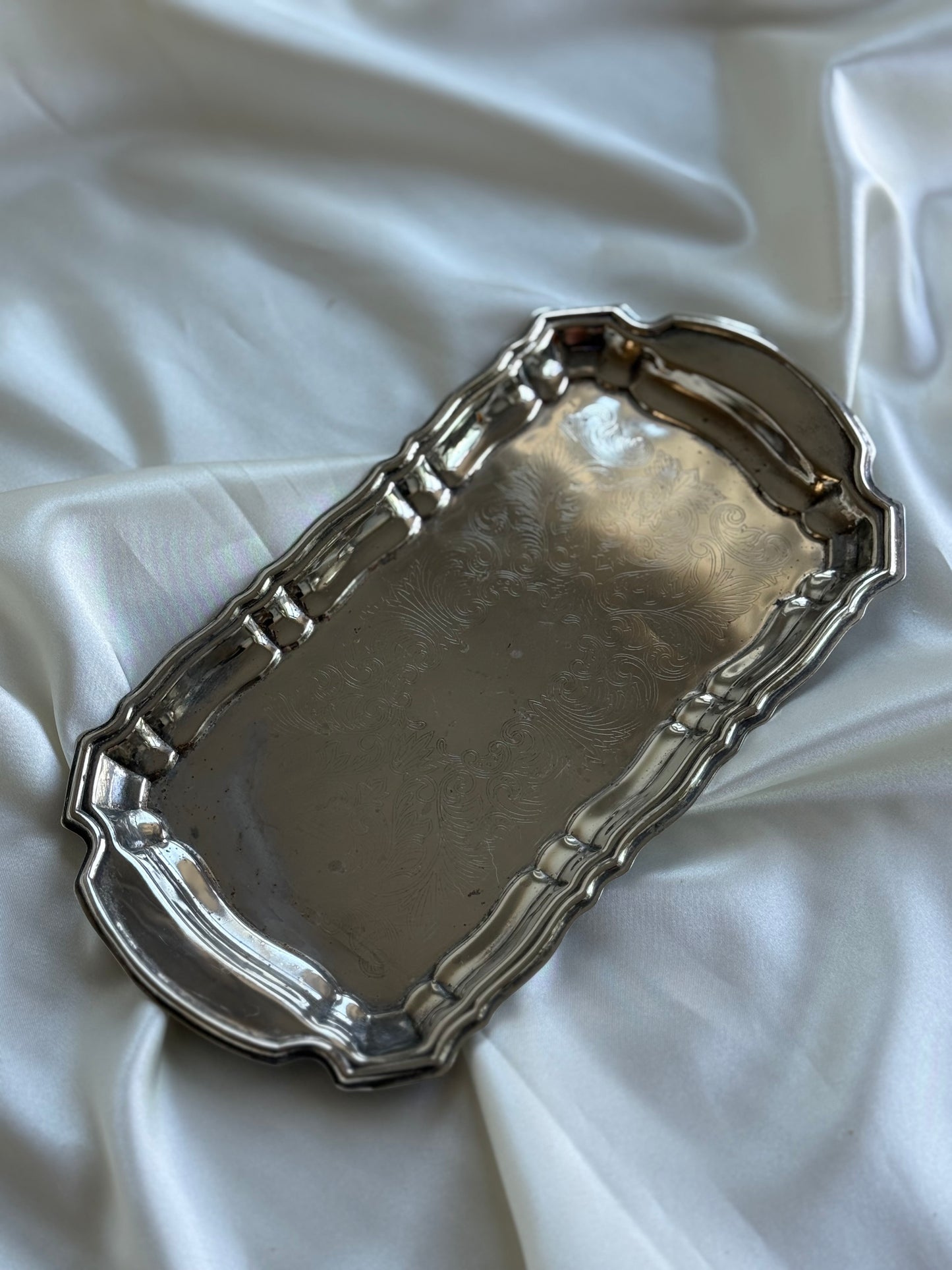 Vintage Silver-Plated Engraved Serving Tray