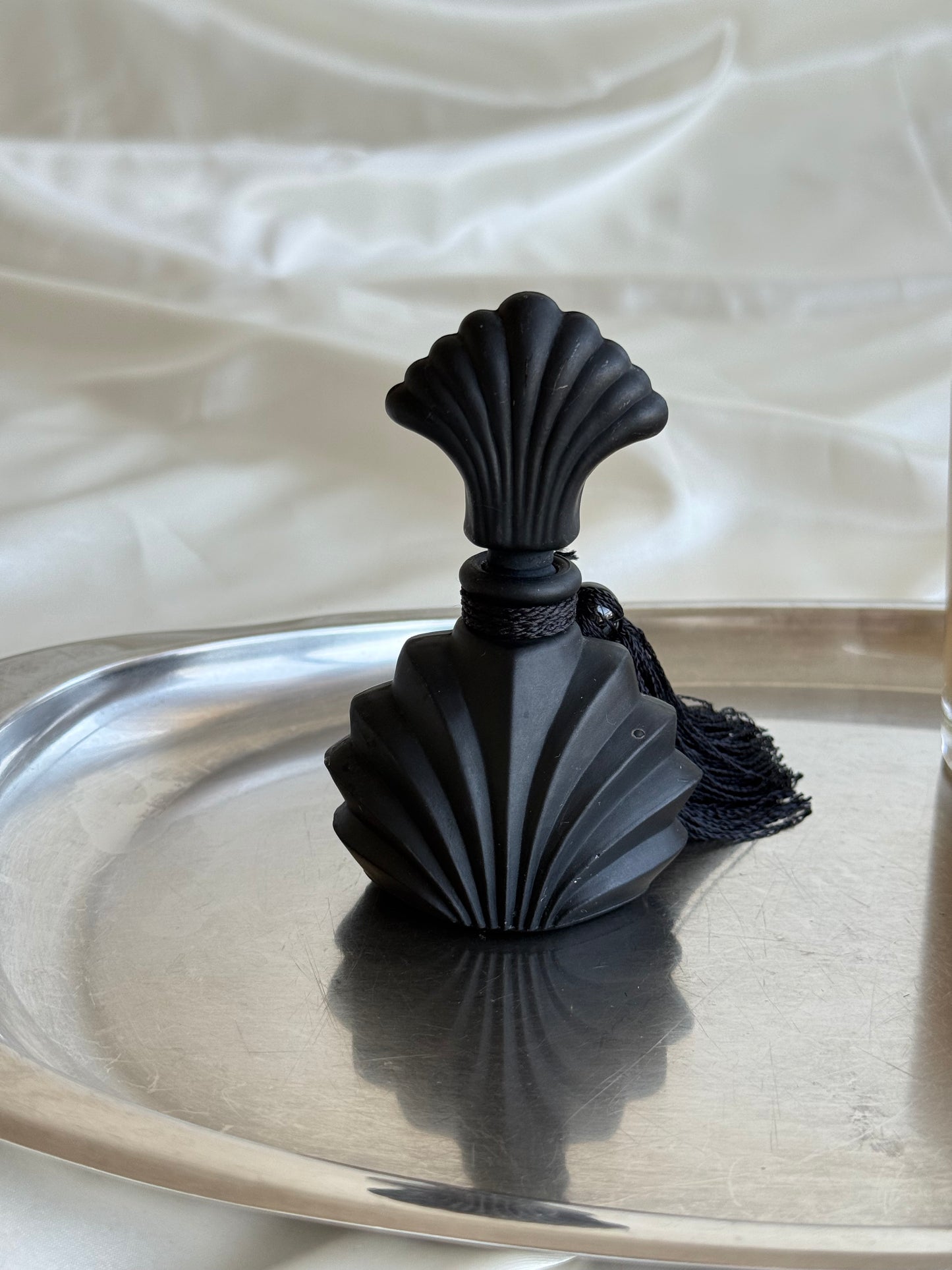 Vintage Matte Black Perfume Bottle with Tassel