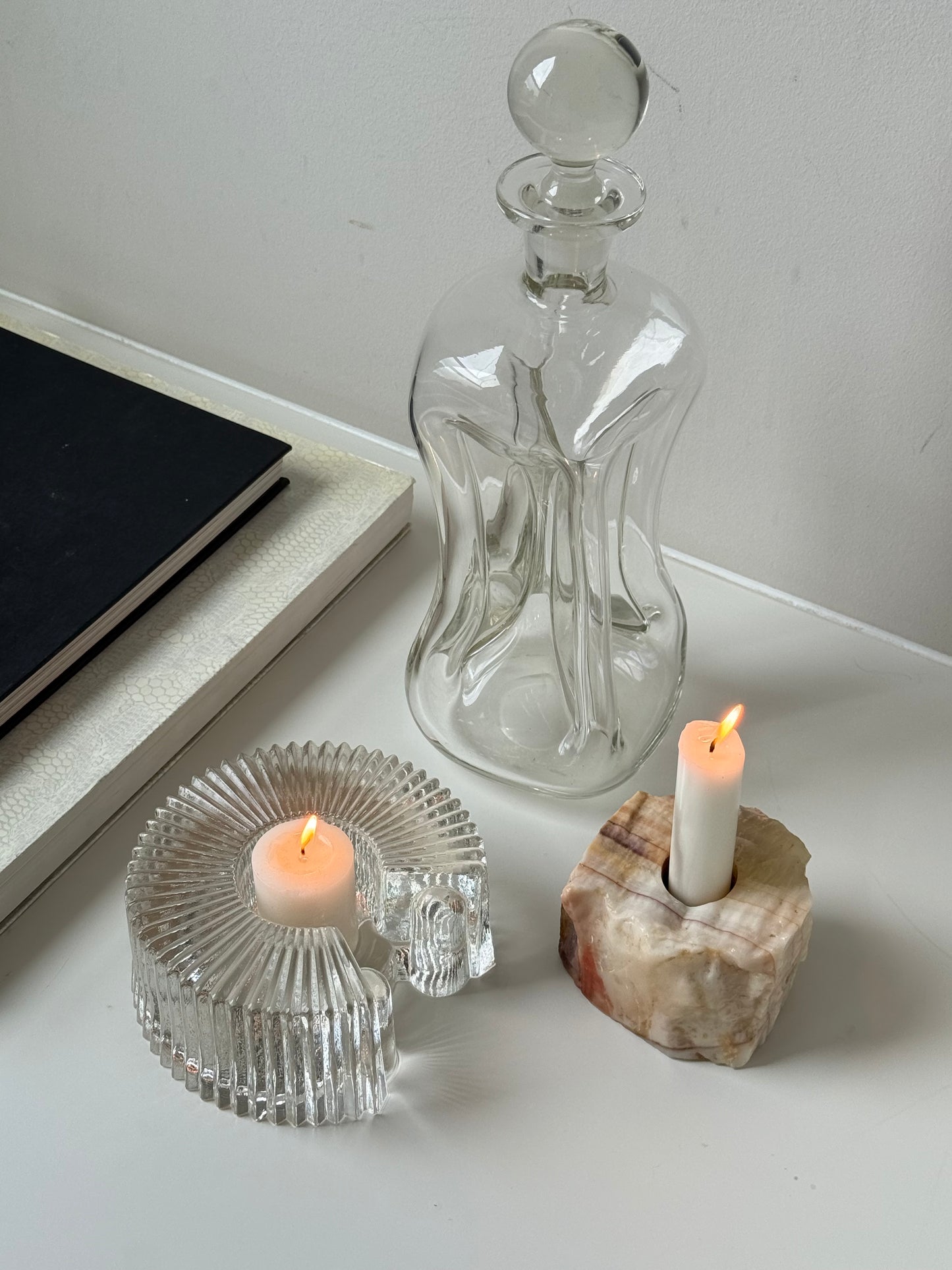 Vintage Sculptural Glass Candle Holder