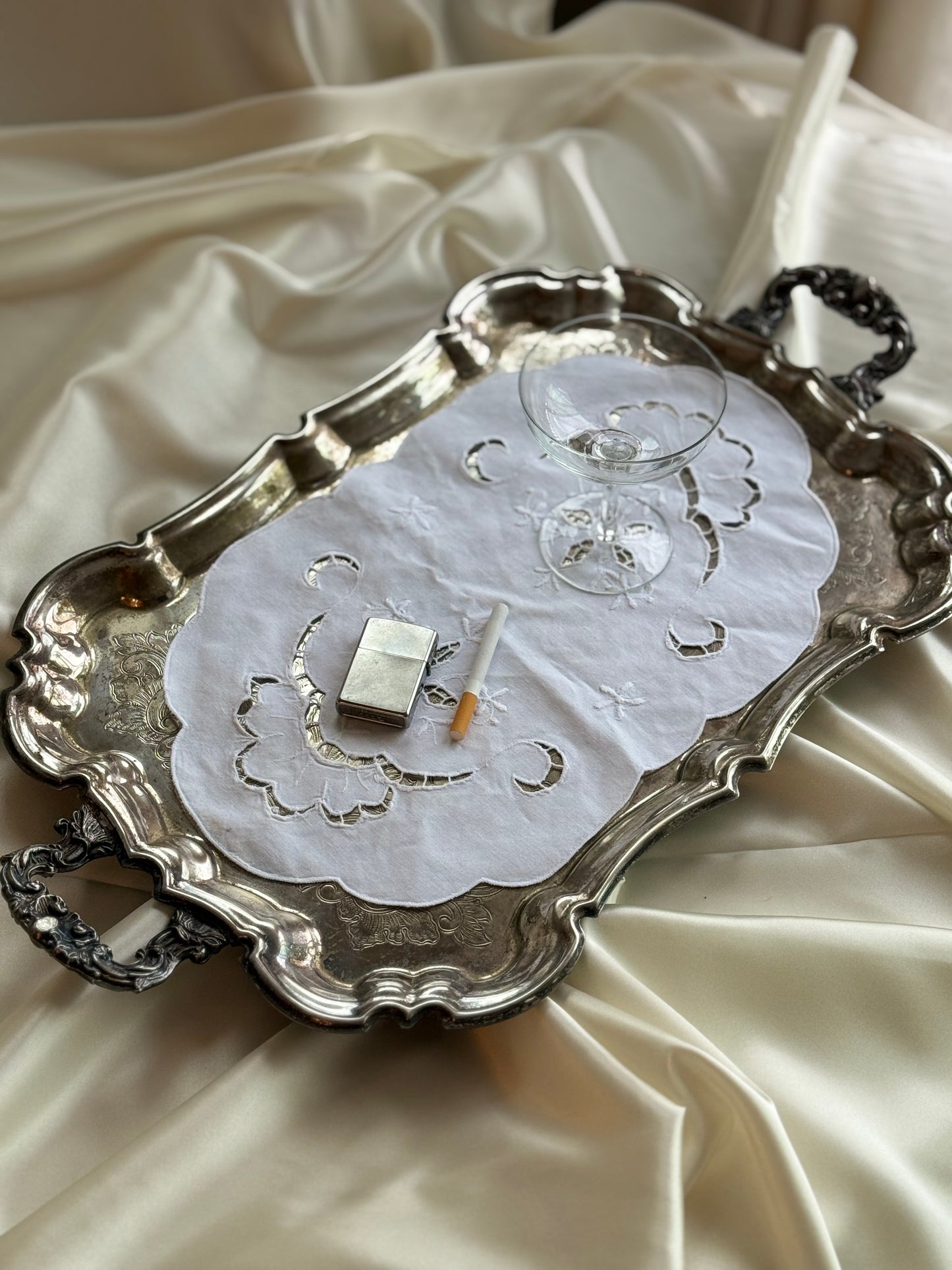 Vintage Ornate Silver-Plated Footed Tray