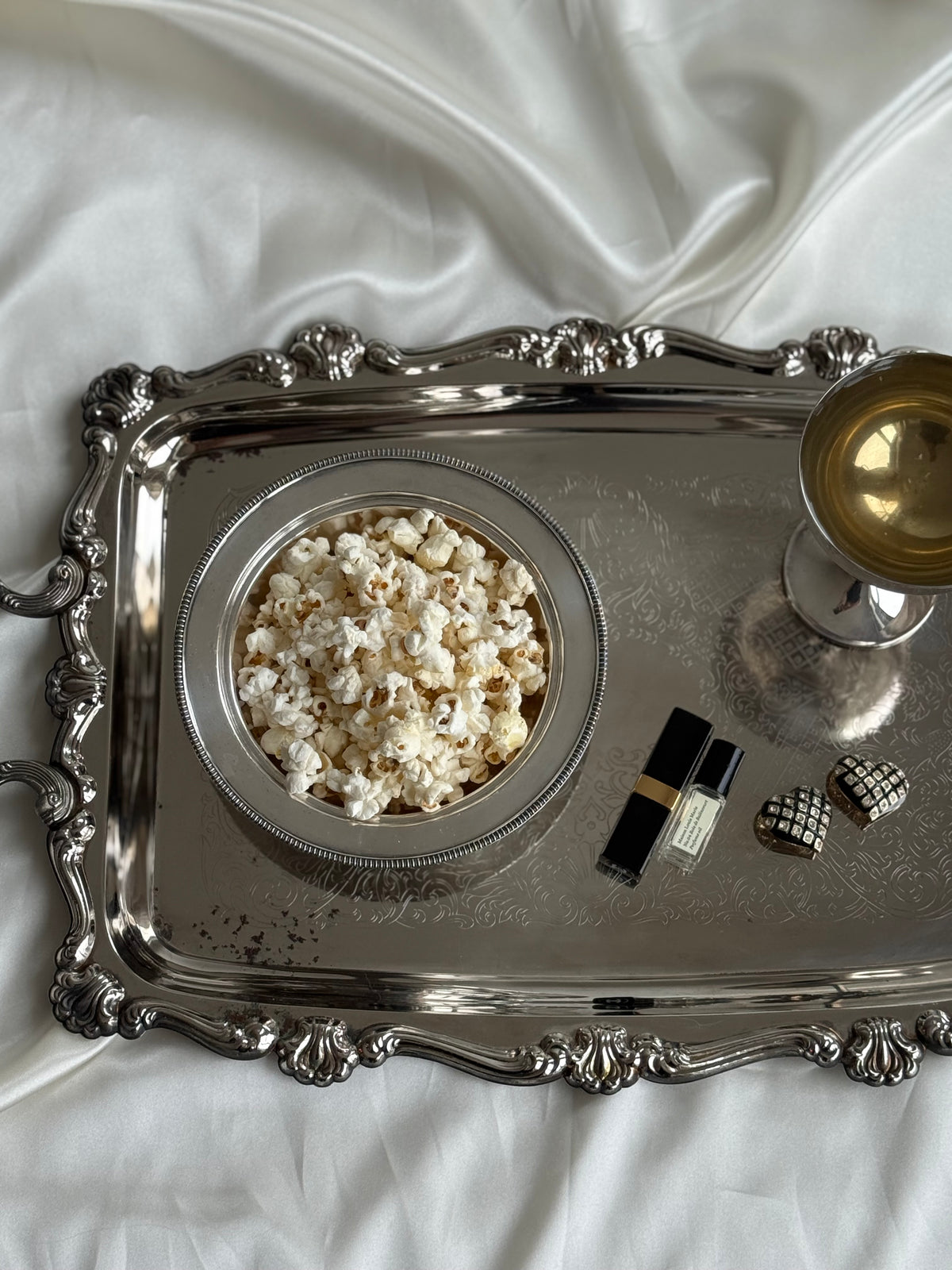 Vintage Silver-Plated Round Serving Bowl | Beaded Rim