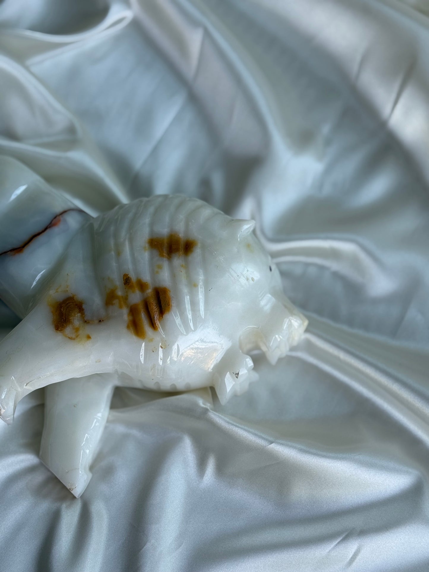 Large Carved White Onyx Lion