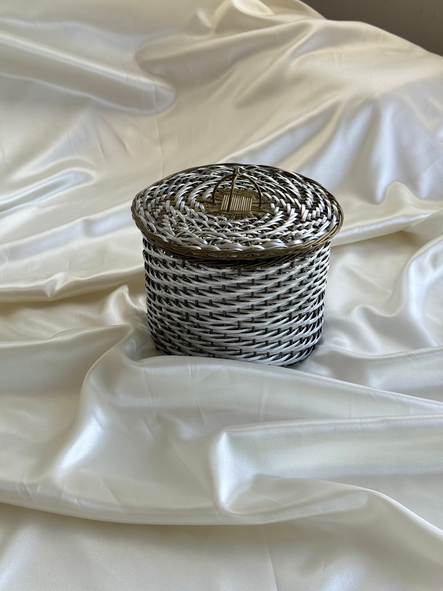 Vintage Woven Lidded Basket