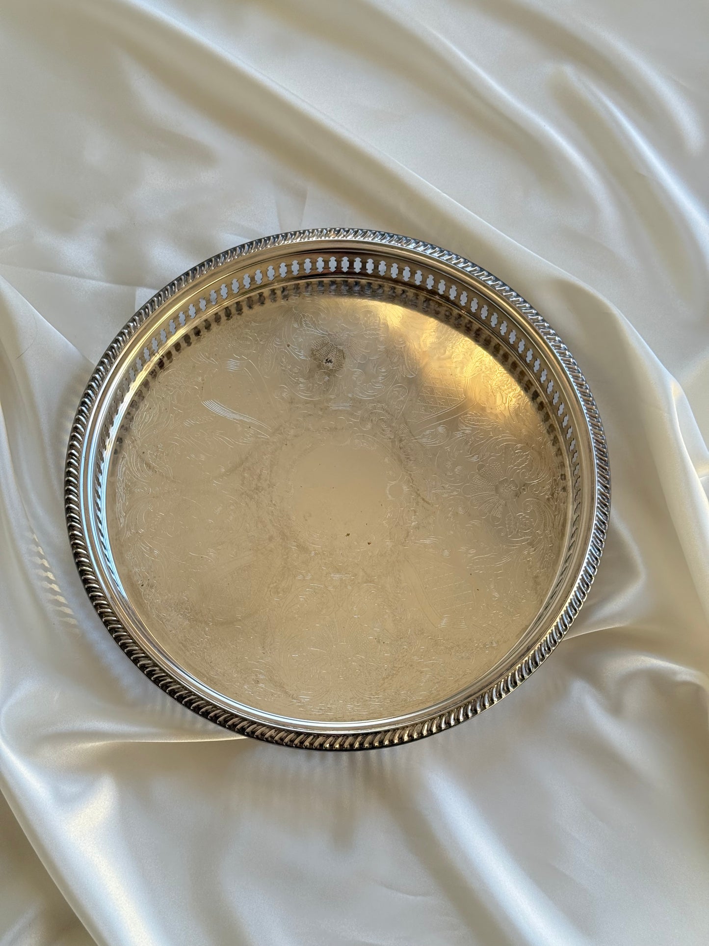 Vintage Silver-Plated Gallery Tray