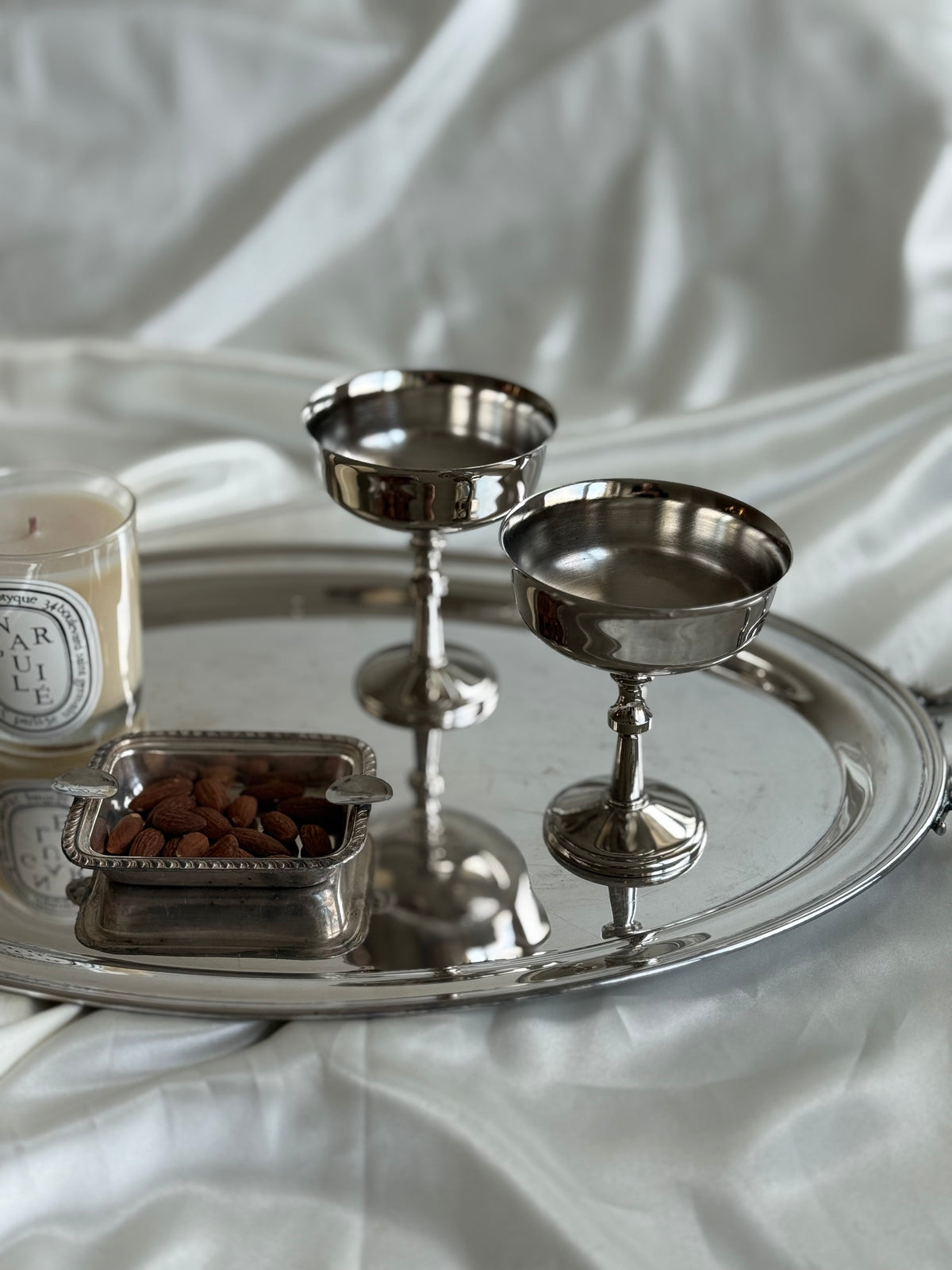 Vintage Silver Plated Brass Champagne Coupes – Set of 2
