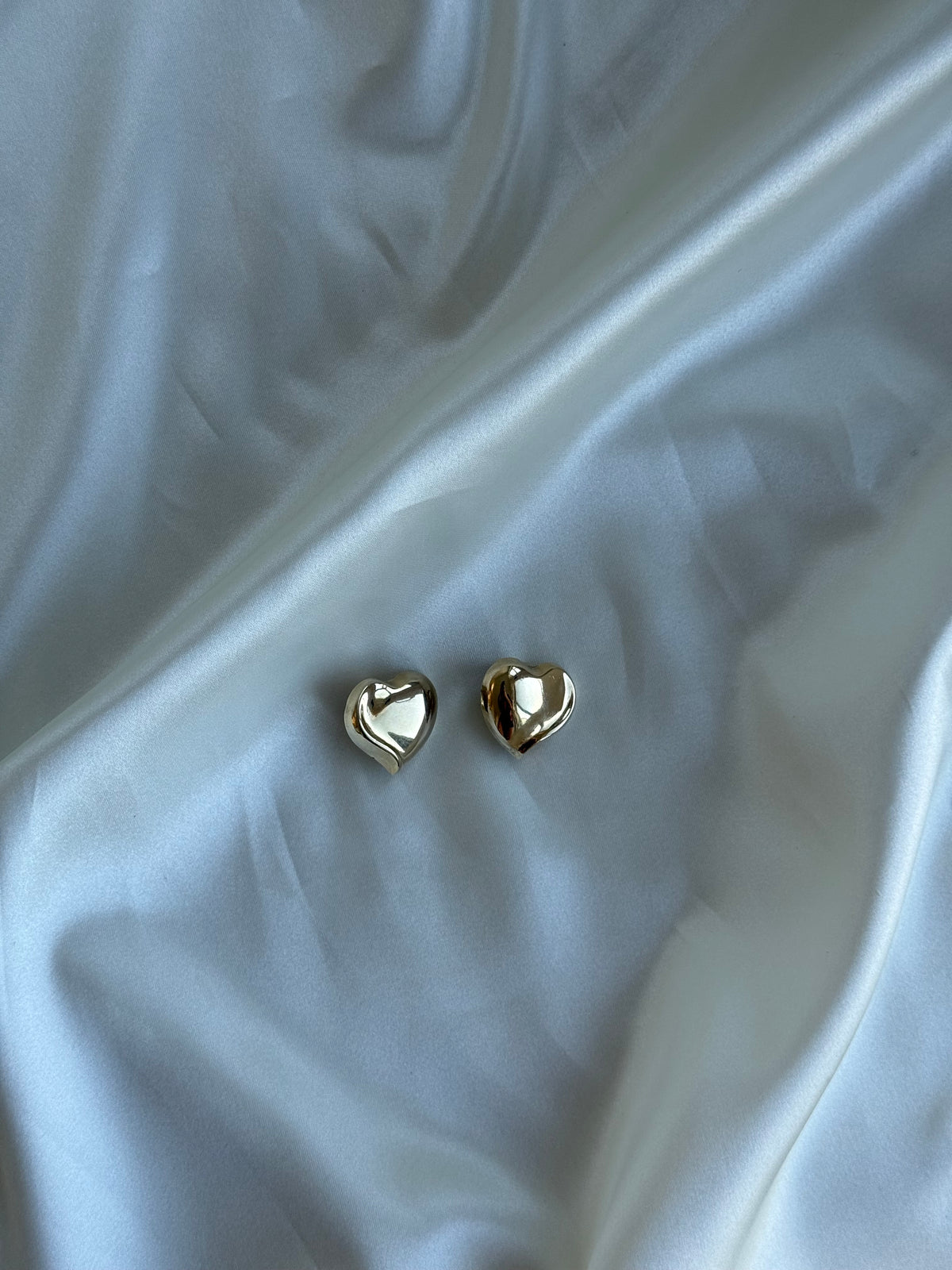 Vintage Sculptural Heart Clip-On Earrings