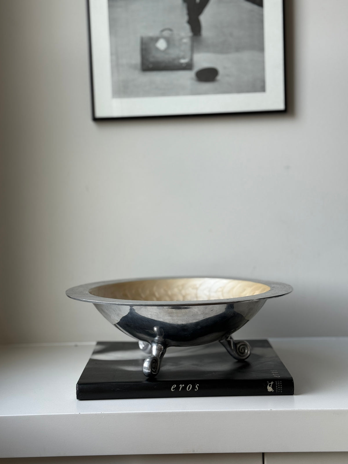 Vintage Silver-Tone Footed Centerpiece Bowl with Swirl Feet