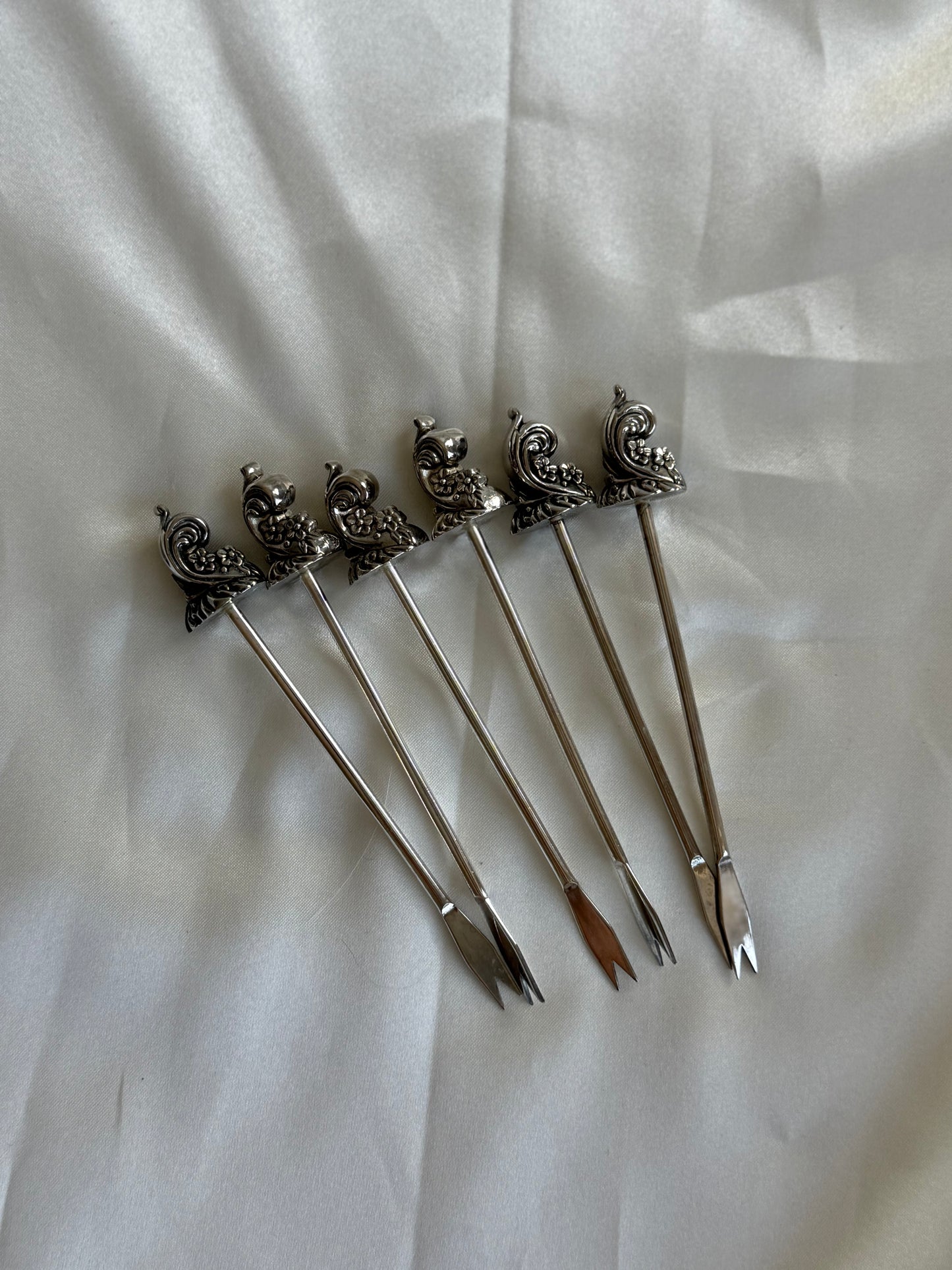 Set of 6 Vintage Silver Plated Cocktail Picks