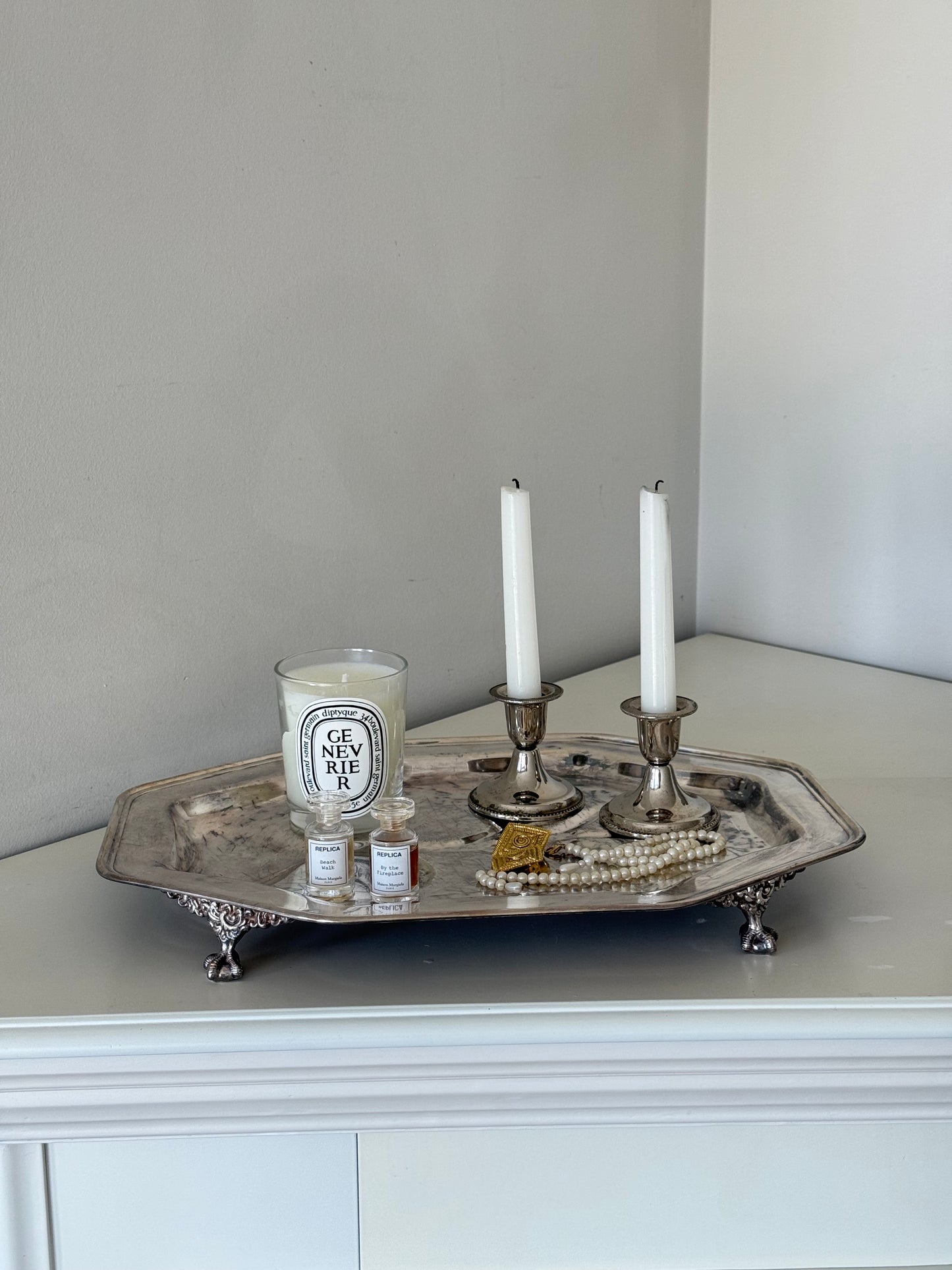 Vintage Viking Plate EP Copper Silver Plated footed Gallery Tray – 16” × 12”