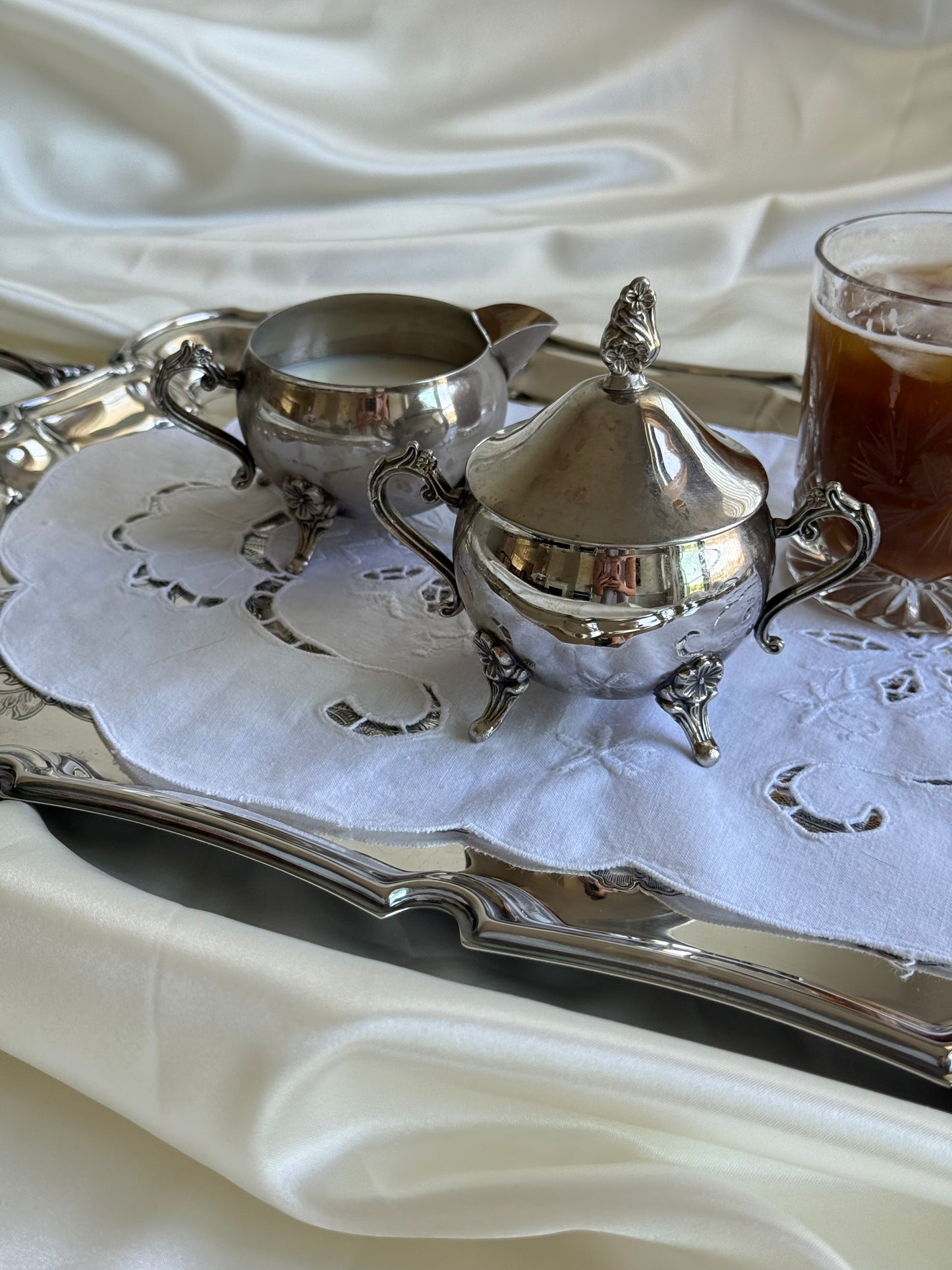 Vintage Silver Plated Cream & Sugar Set