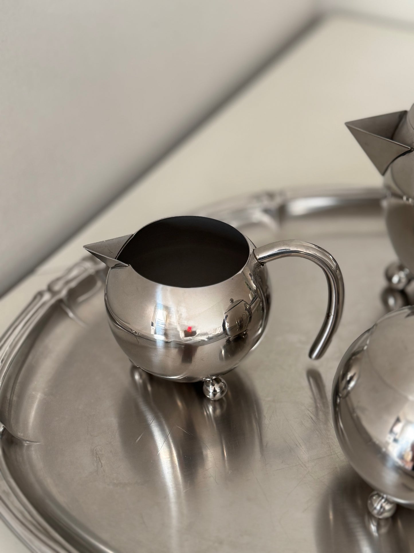 Vintage Mid-Century Stainless Steel Tea Set – 3 Piece