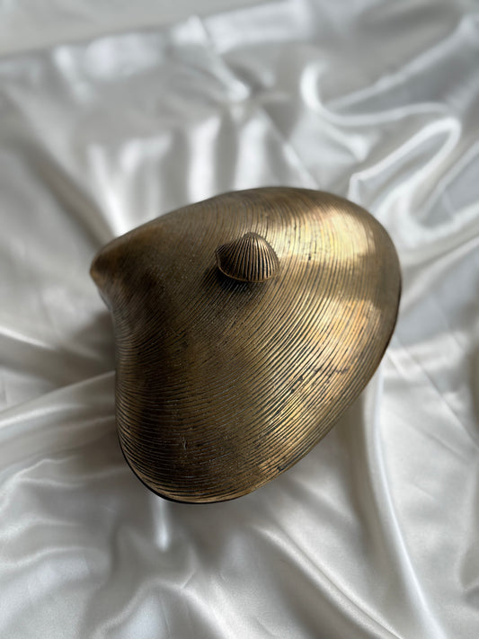 Vintage Large  Solid Brass Clamshell Box