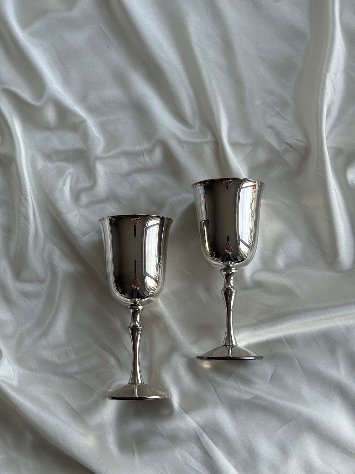 Vintage Spanish Silver-Plated Wine Goblets – Set of Two