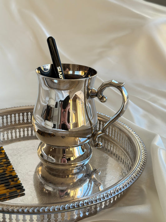 Vintage Silver-Plated Mug on Brass