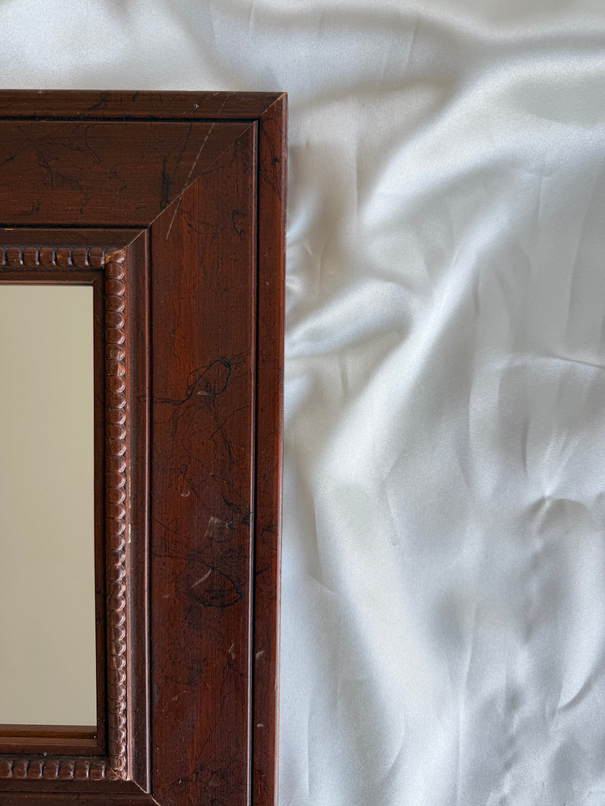 Vintage Wood Framed Wall Mirror