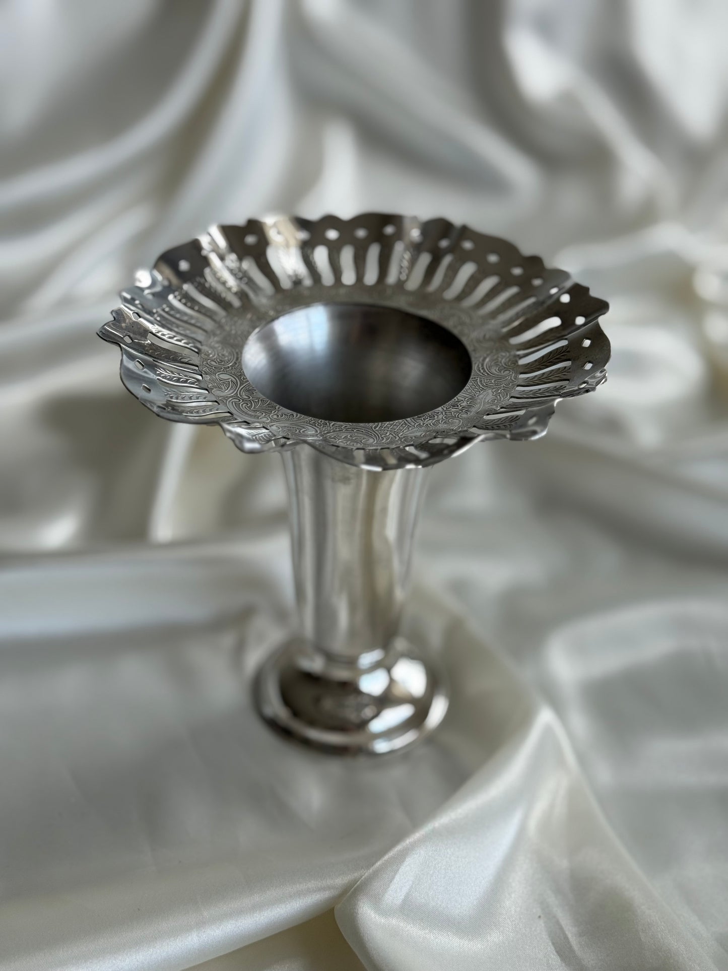 Vintage Silver-Plated Pedestal Flower Vase