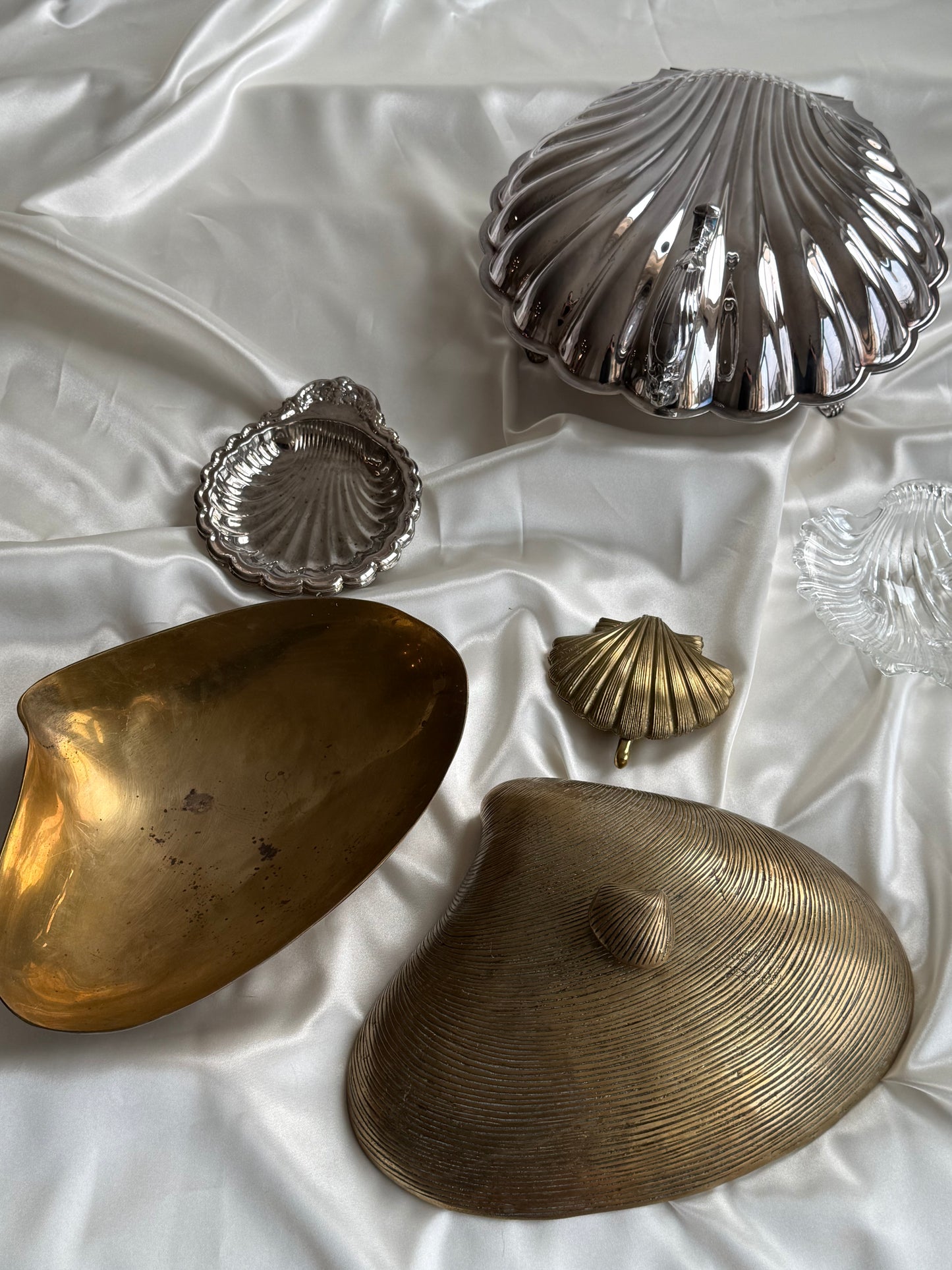 Vintage Large  Solid Brass Clamshell Box