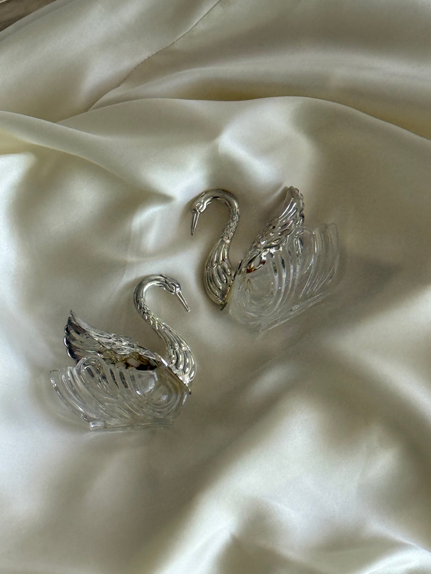 Silver plated and glass Swan
