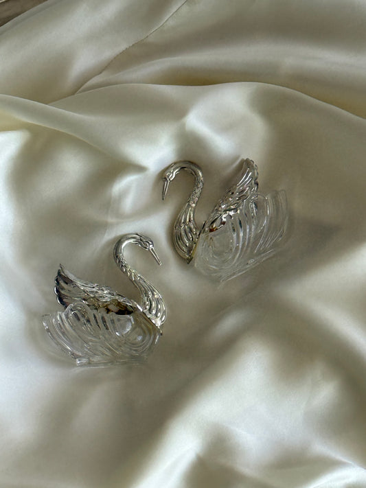 Silver plated and glass Swan