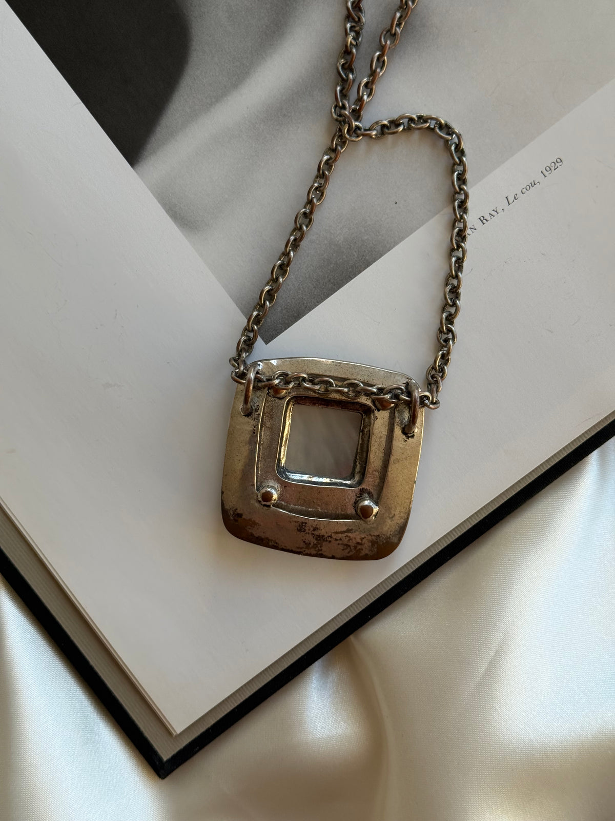 Vintage Silver-Tone Mother-of-Pearl Statement Necklace