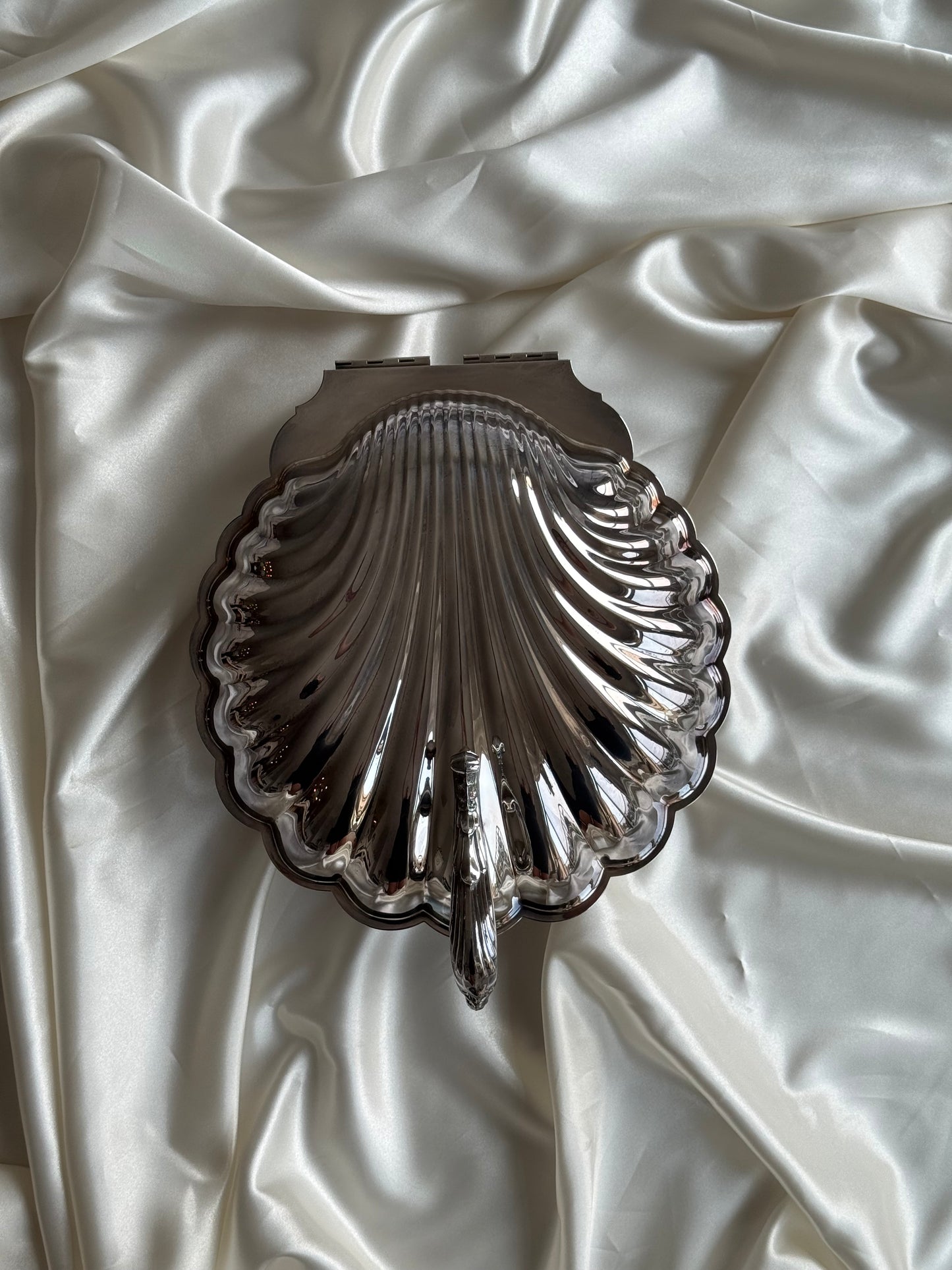Vintage Silver-Plated XL Clamshell Serving Dish