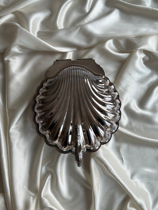 Vintage Silver-Plated XL Clamshell Serving Dish