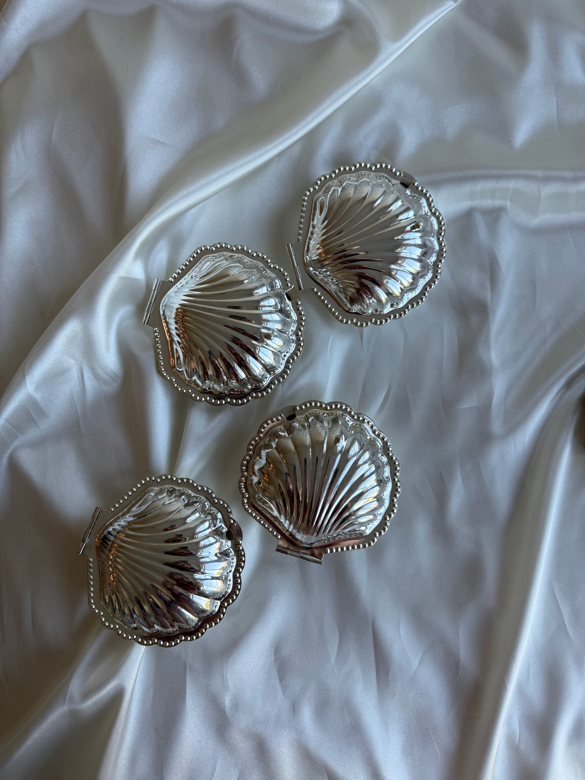 Vintage Silver-Plated Shell Sugar Bowl with Glass Insert & Spoon