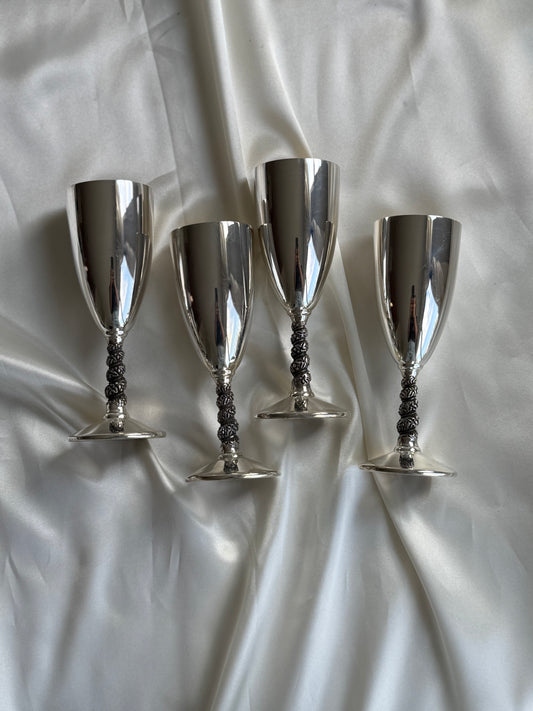 Vintage Primrose Plate Silver Plated Goblets – Set of 4
