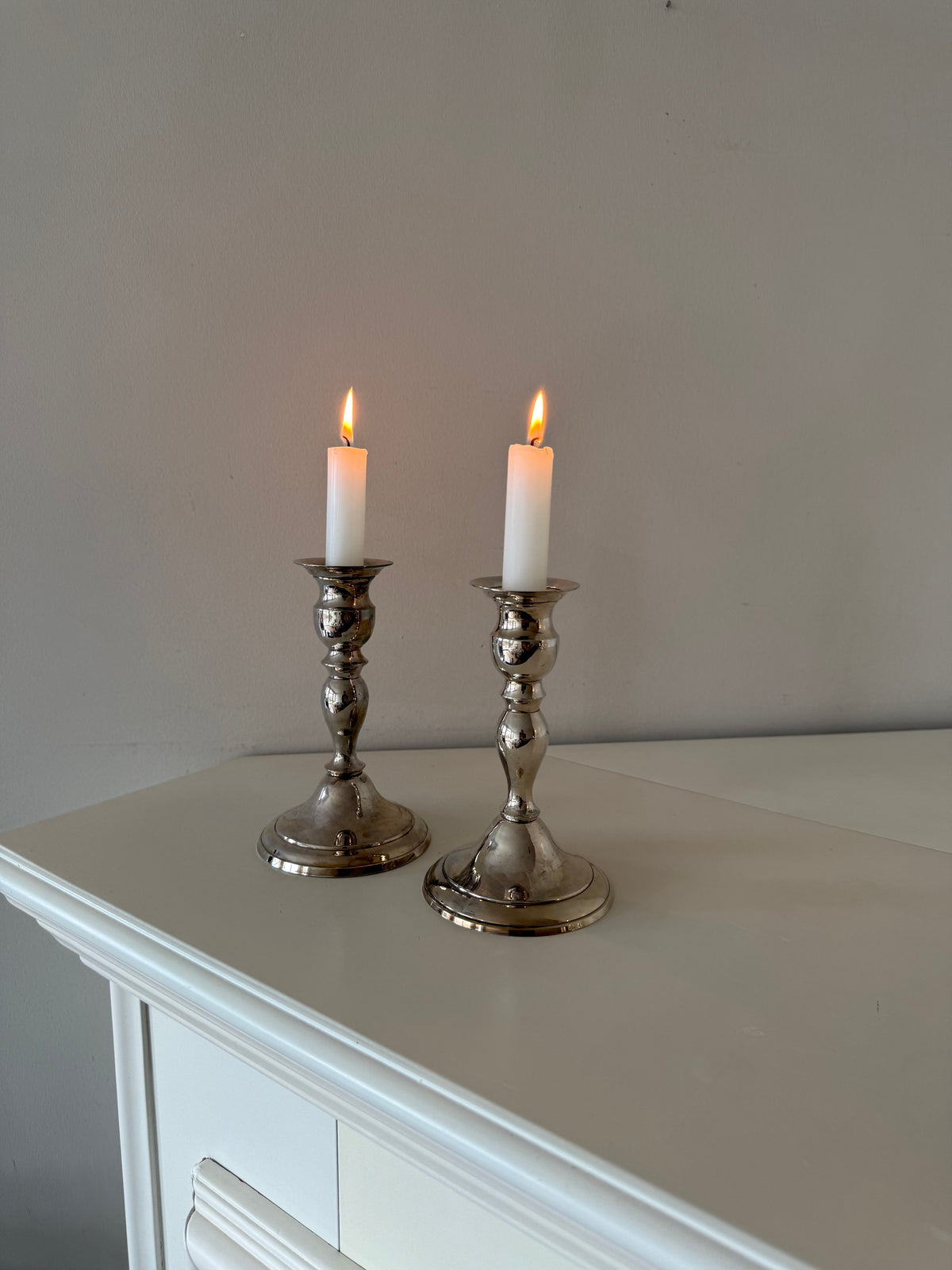 Vintage Silver-Plated Candlesticks – Set of Two