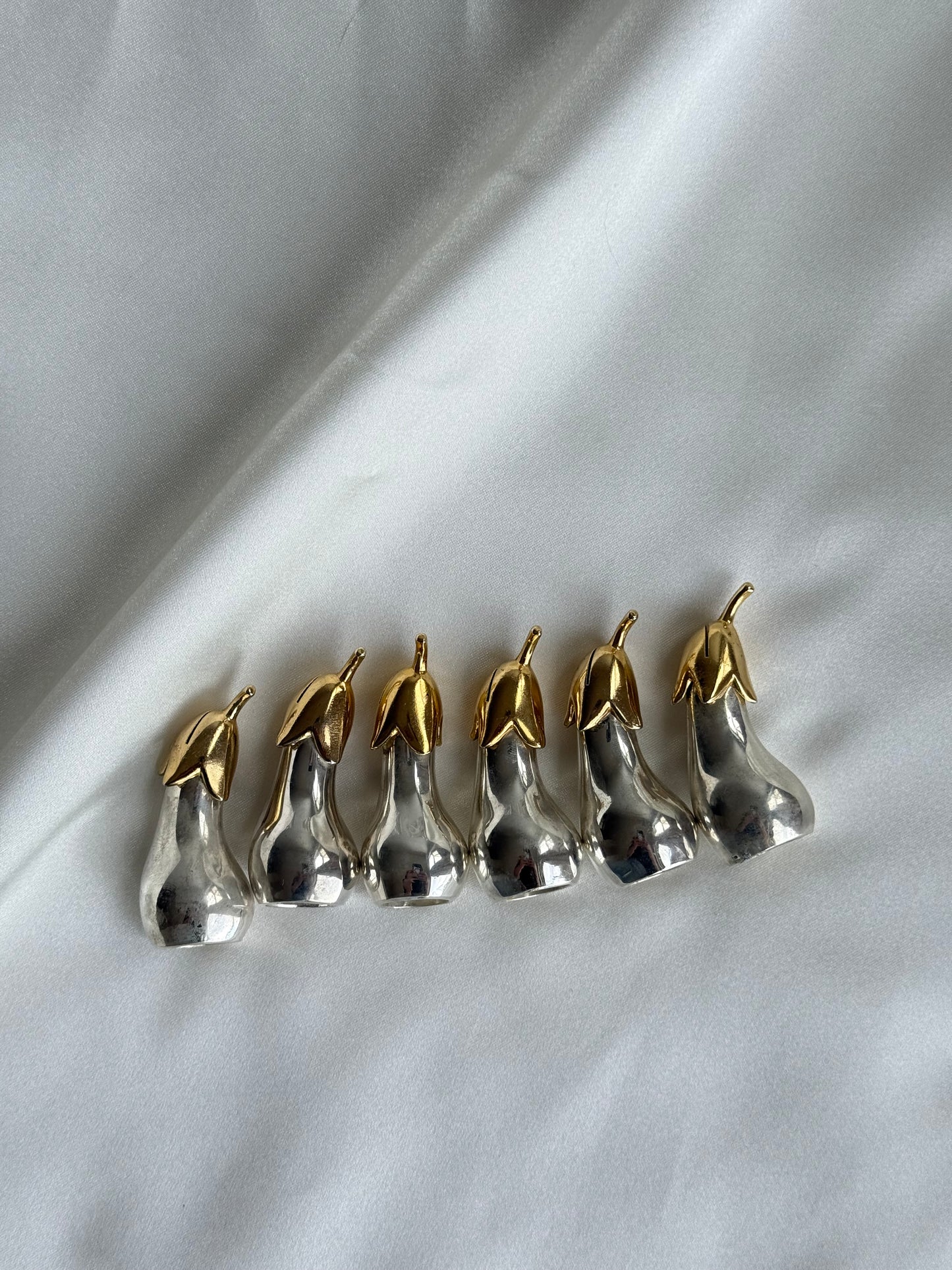 Silver-Plated Eggplant Place Card Holders