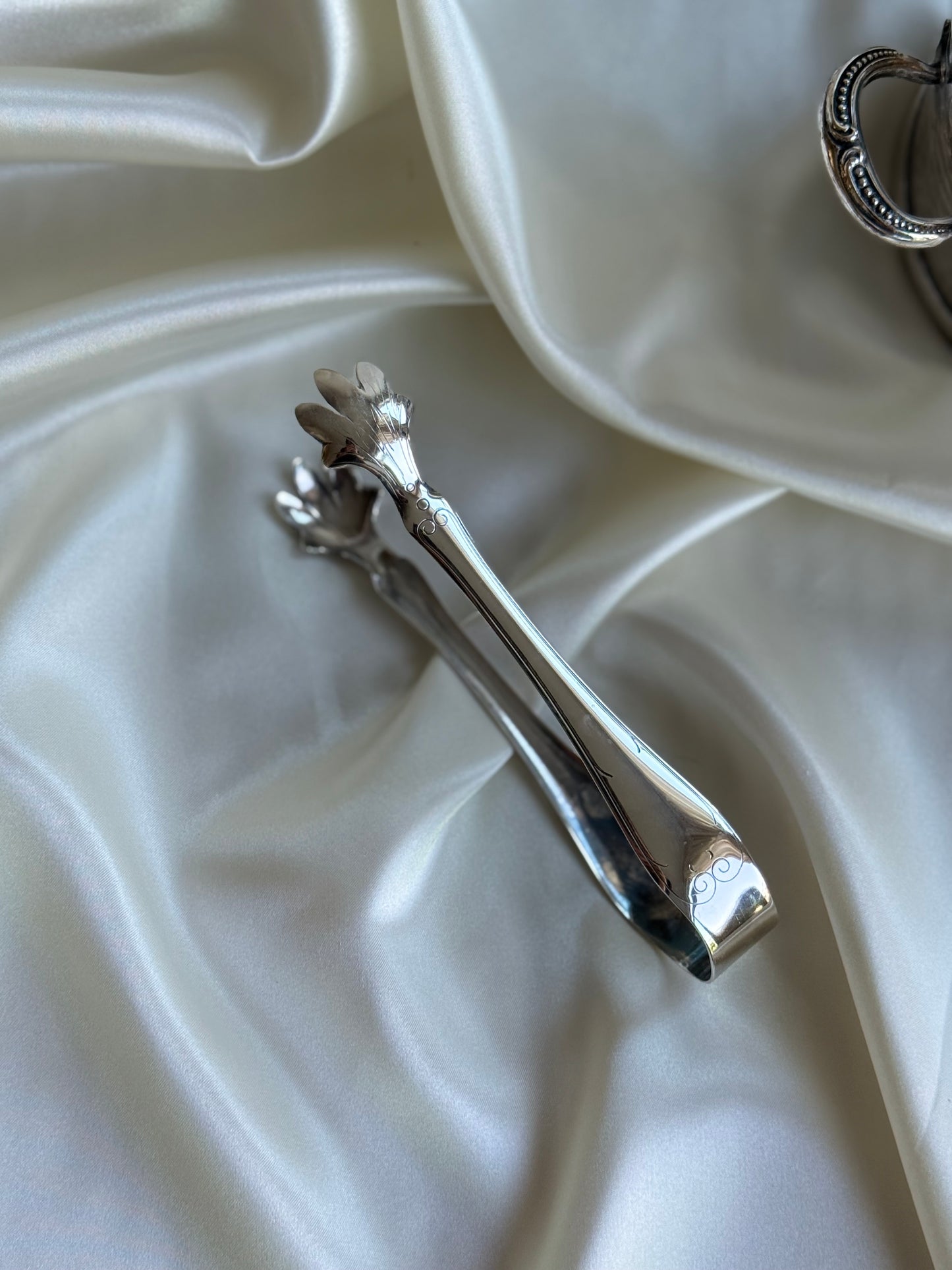 Vintage Primrose Plate Silver-Plated Ice Bucket with Tongs