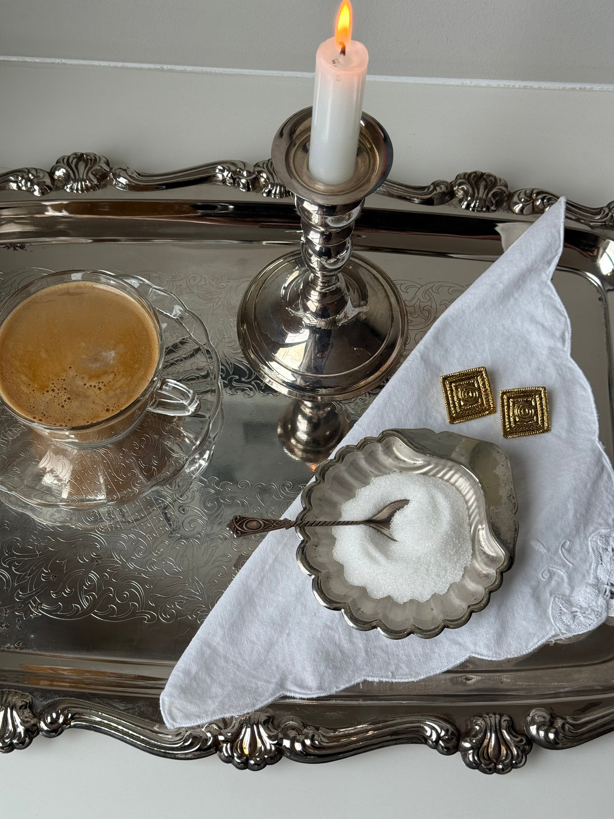Vintage English Silver-Plated Shell Dish with Removable Glass Insert | Helios Plate
