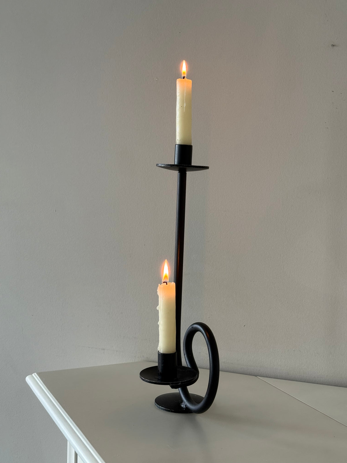Vintage Black Sculptural Double Candle Holder
