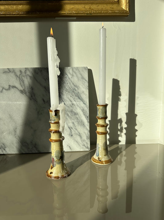 Pottery candlesticks