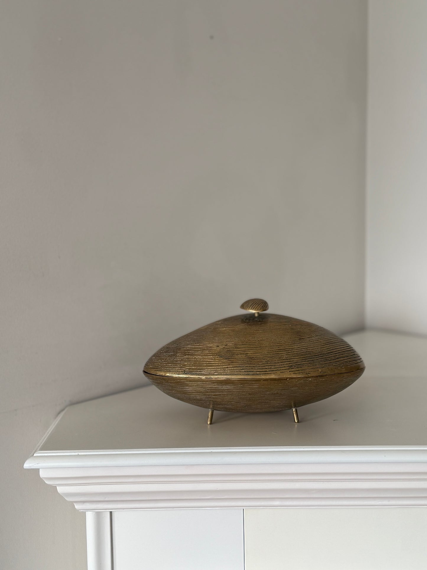 Vintage Large  Solid Brass Clamshell Box