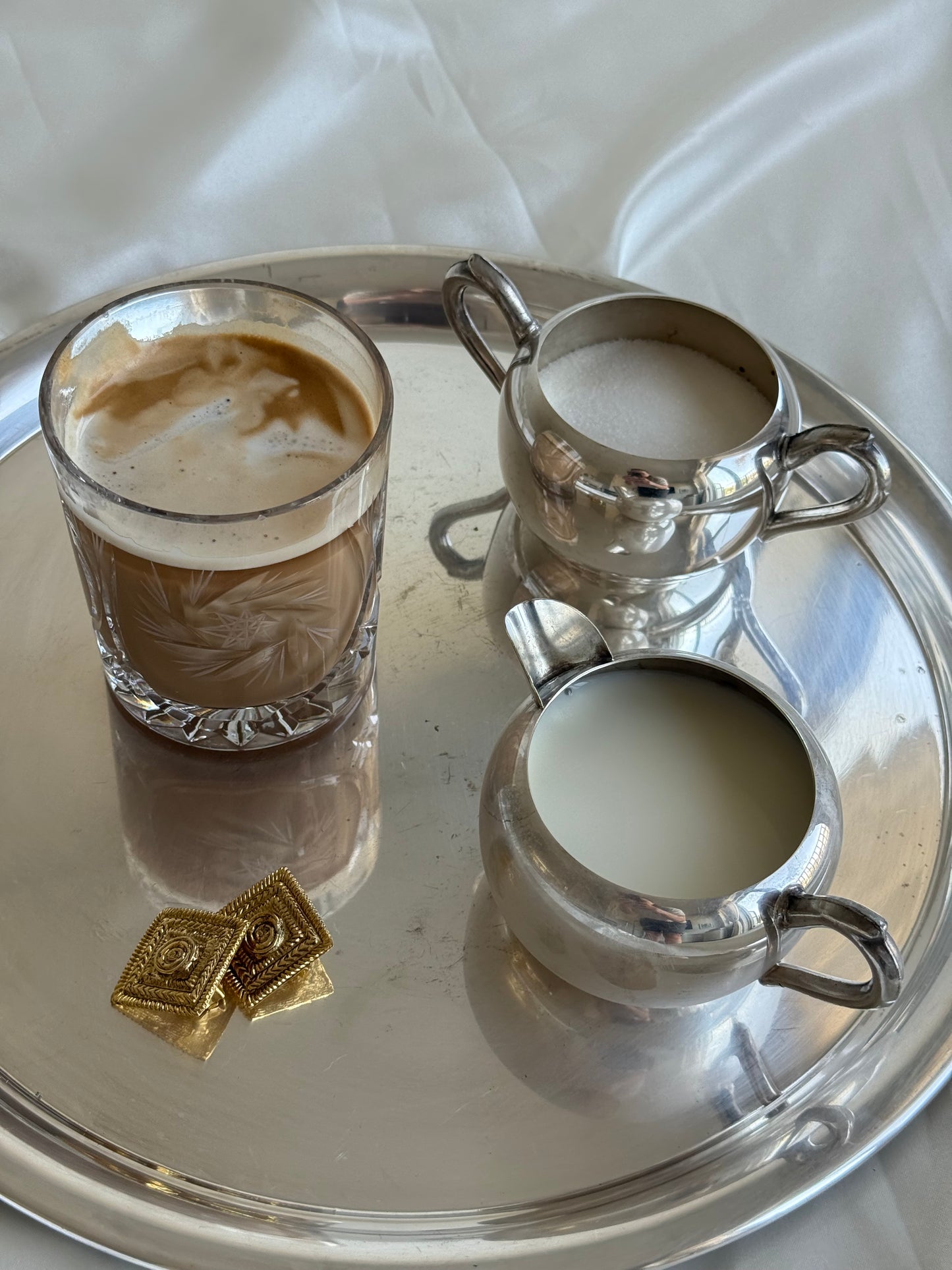 Minimalist Silver-Plated Creamer & Sugar Bowl Set