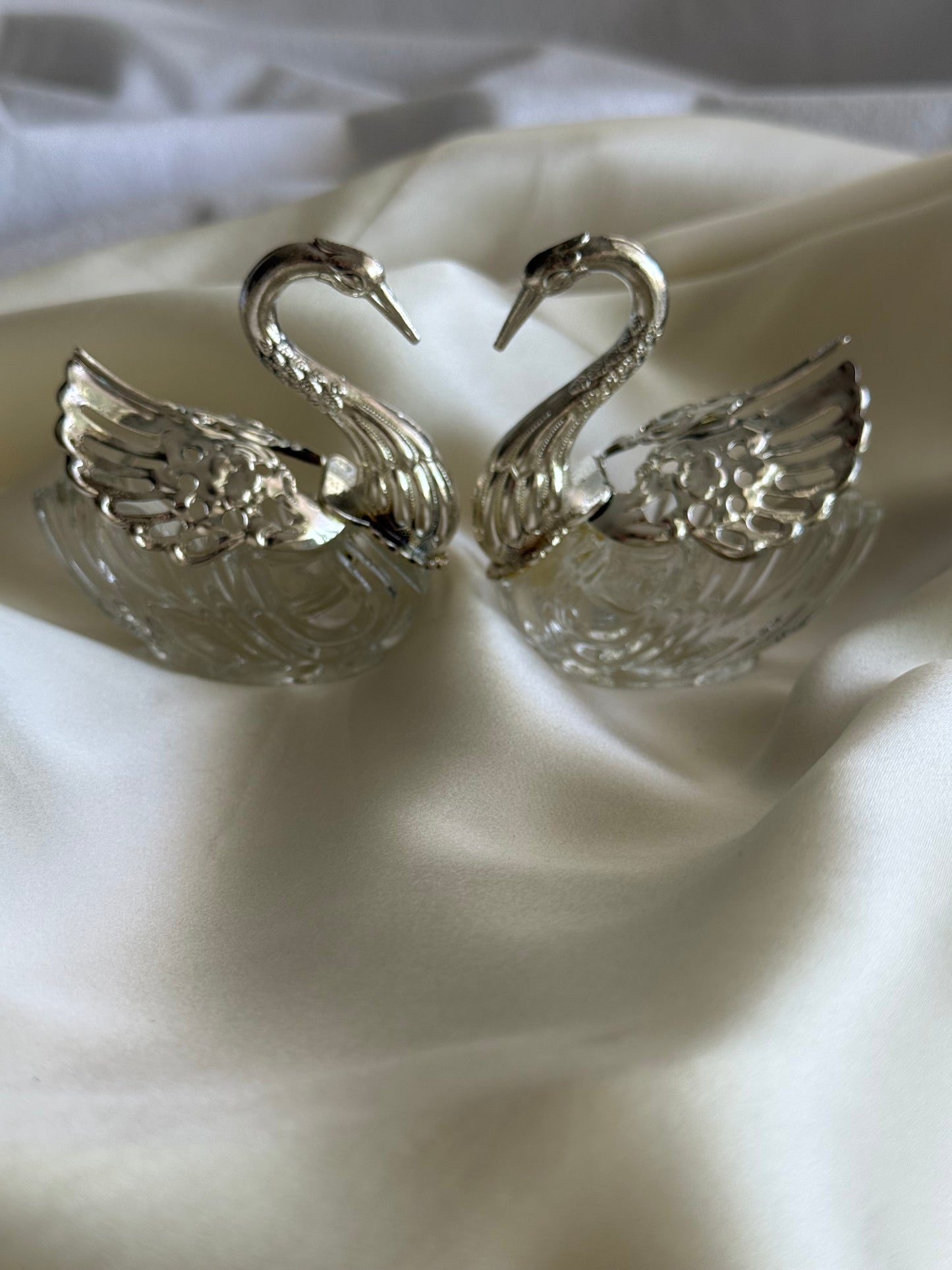 Silver plated and glass Swan