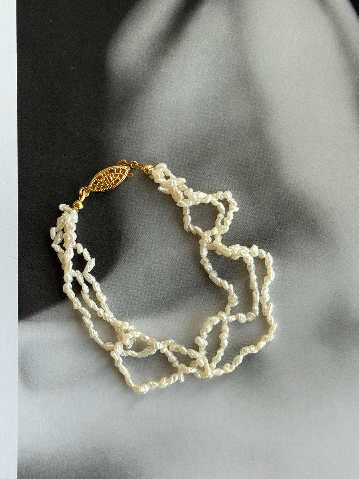 Vintage Triple-Strand Freshwater Pearl Bracelet