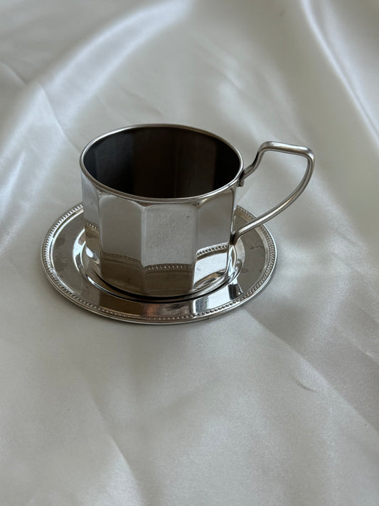 Vintage Silver-Plated coffee Cup & Saucer