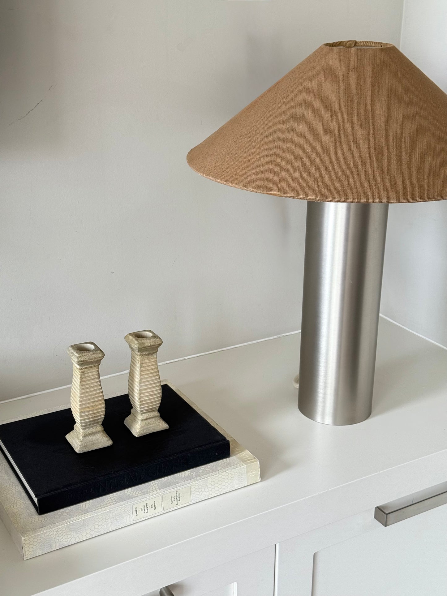 Vintage Textured Ribbed Candleholders (Pair)