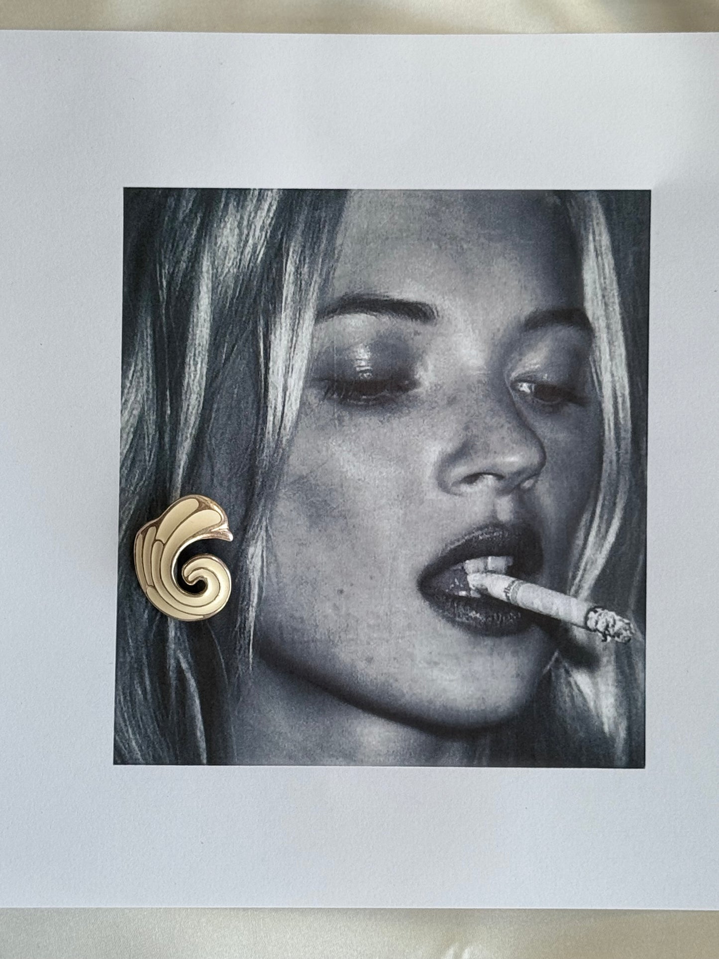 Vintage Gold-Tone Enamel Swirl Earrings