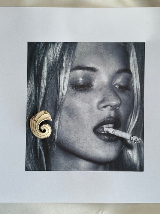 Vintage Gold-Tone Enamel Swirl Earrings