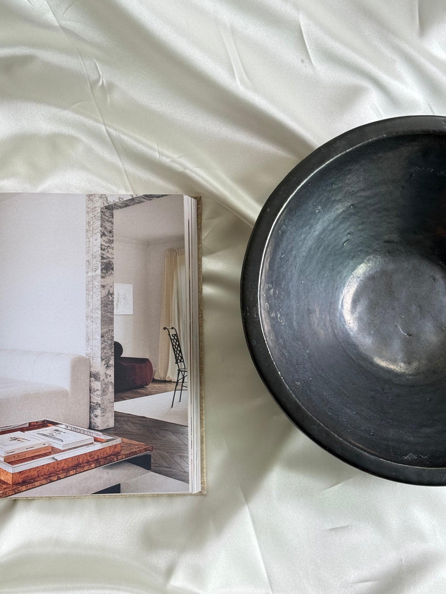 Vintage Black Terracotta Studio Pottery Bowl – Wabi-Sabi Silhouette