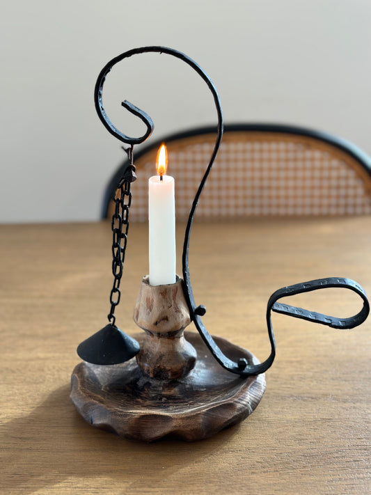 wooden candleholder with snuffer