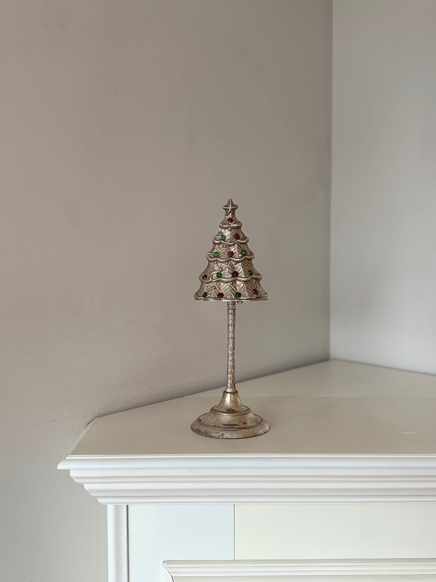 Vintage Silver-Plated Christmas Tree Candleholder