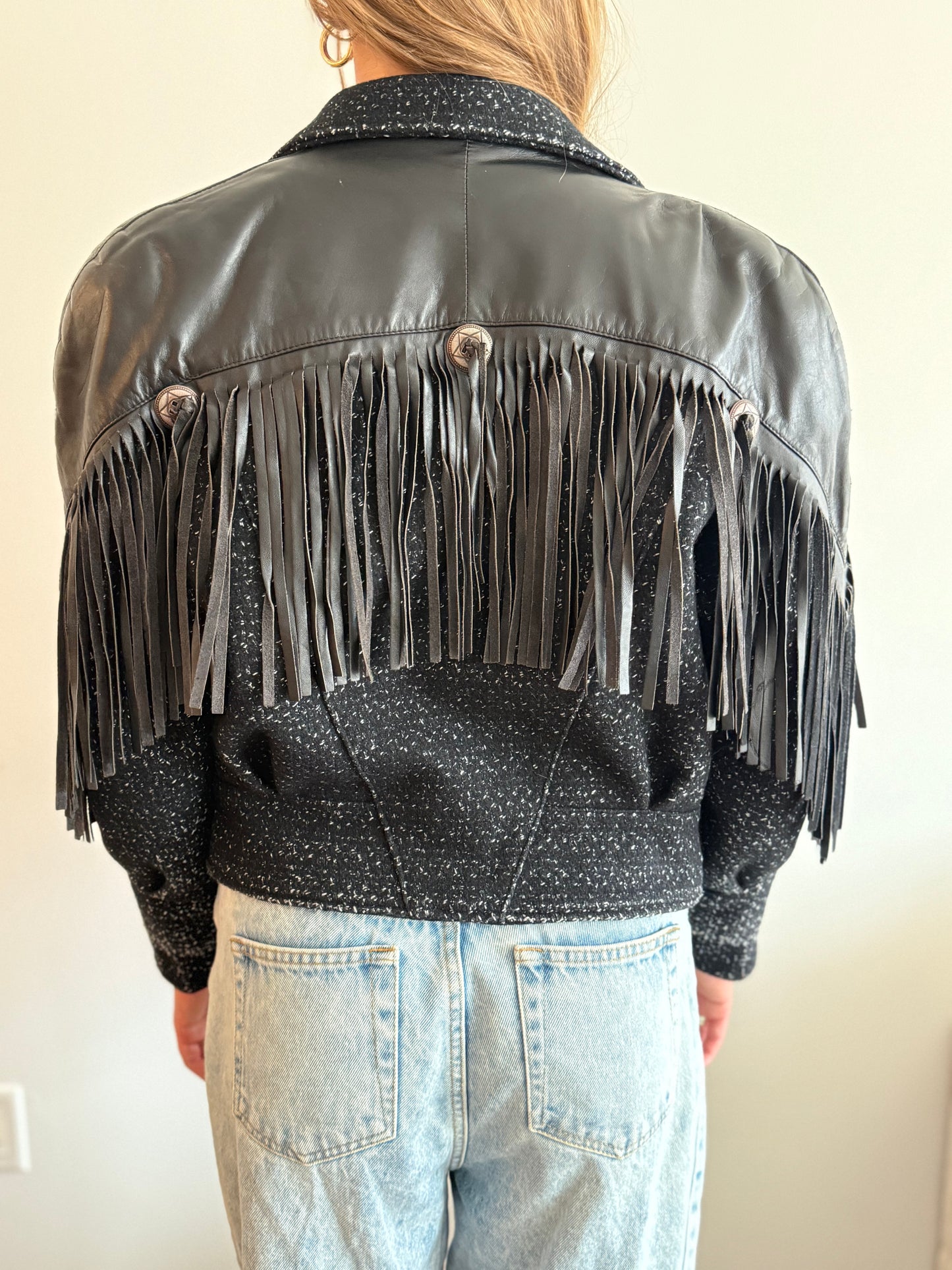 Vintage Wool & Leather Fringe Jacket — S/M