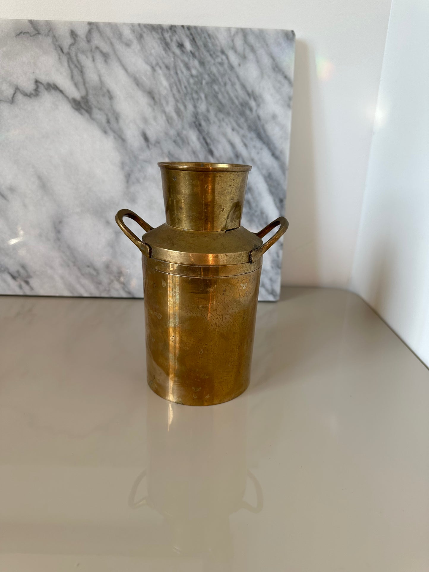 Vintage brass milk can